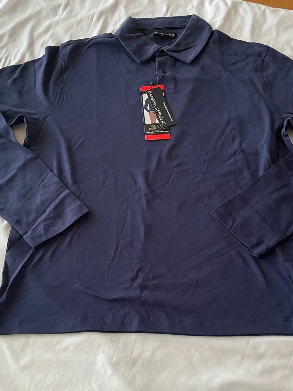 NWT! Banana Republic Men's Long Sleeve Navy Polo Shirt, Sz M